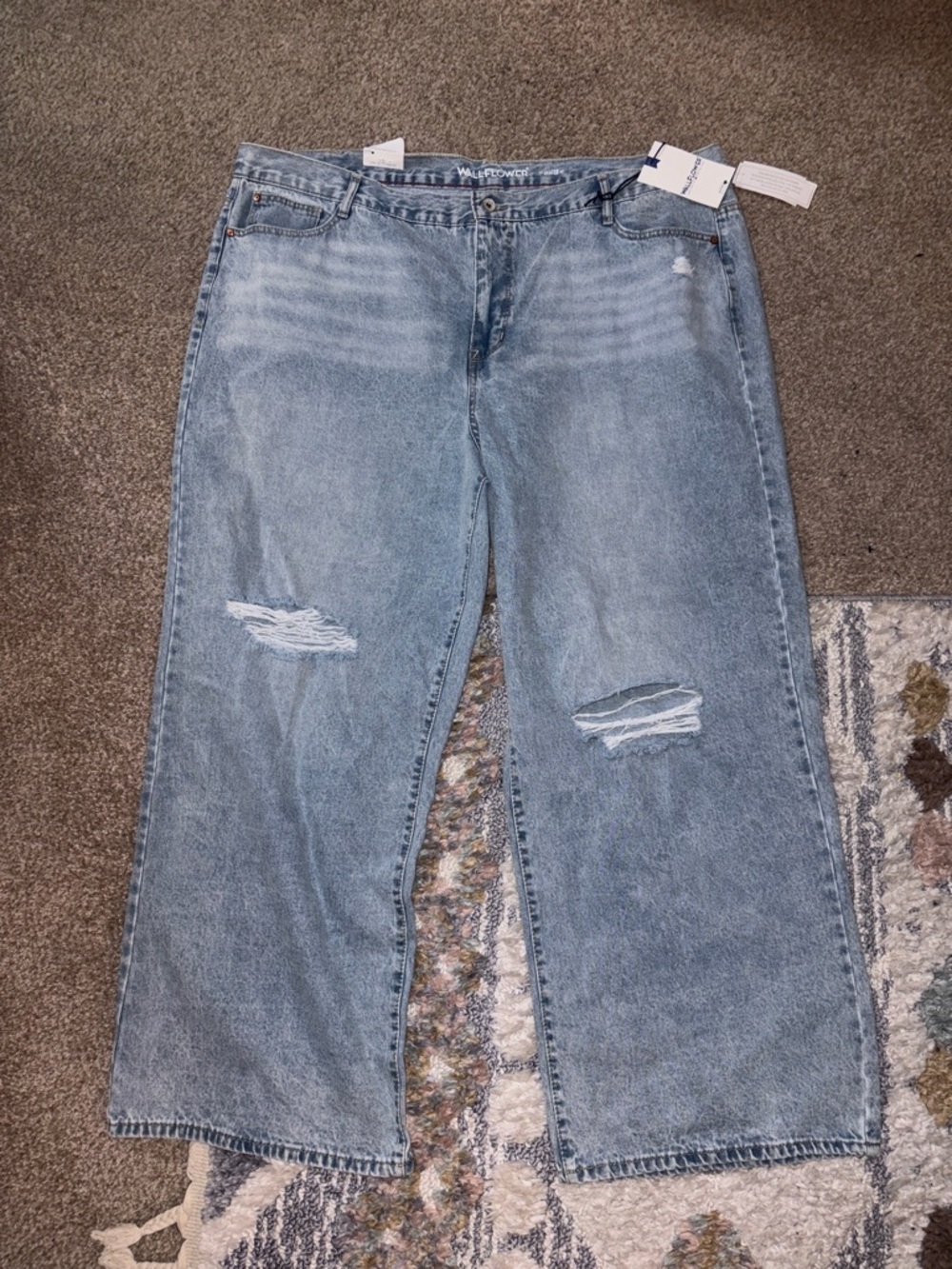 Wallflower Distressed Wide Leg Jeans in Light Blue